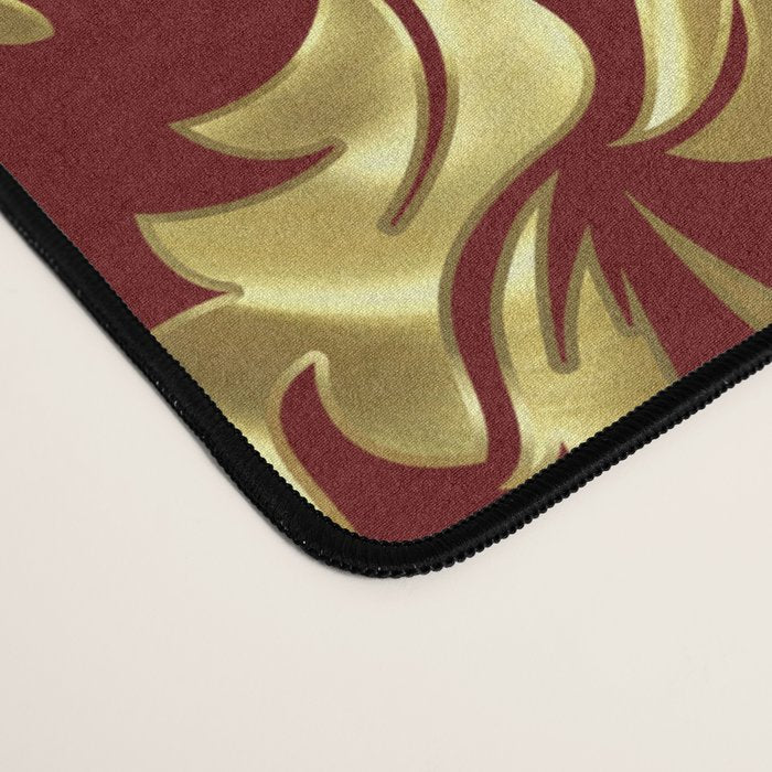 Red & Gold Floral Damasks Pattern Desk Mat Gallery Image 4