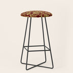 Red & Gold Floral Damasks Pattern Stool Gallery Image 1