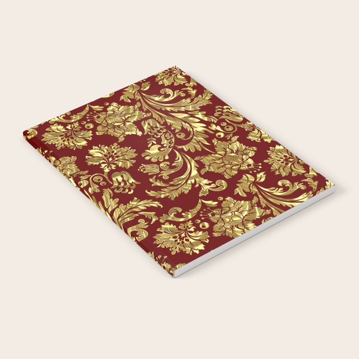 Red & Gold Floral Damasks Pattern Notebook Gallery Image 1