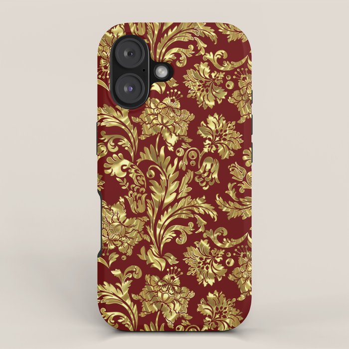Red & Gold Floral Damasks Pattern iPhone Case Gallery Image 1