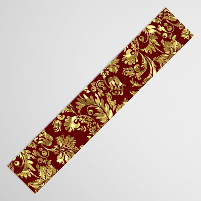 Red & Gold Floral Damasks Pattern Table Runner Gallery Image 3