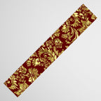 Red & Gold Floral Damasks Pattern Table Runner Gallery Image 3