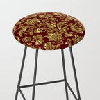Red & Gold Floral Damasks Pattern Stool Gallery Image 2