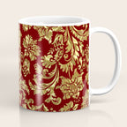Red & Gold Floral Damasks Pattern Coffee Mug Gallery Image 1