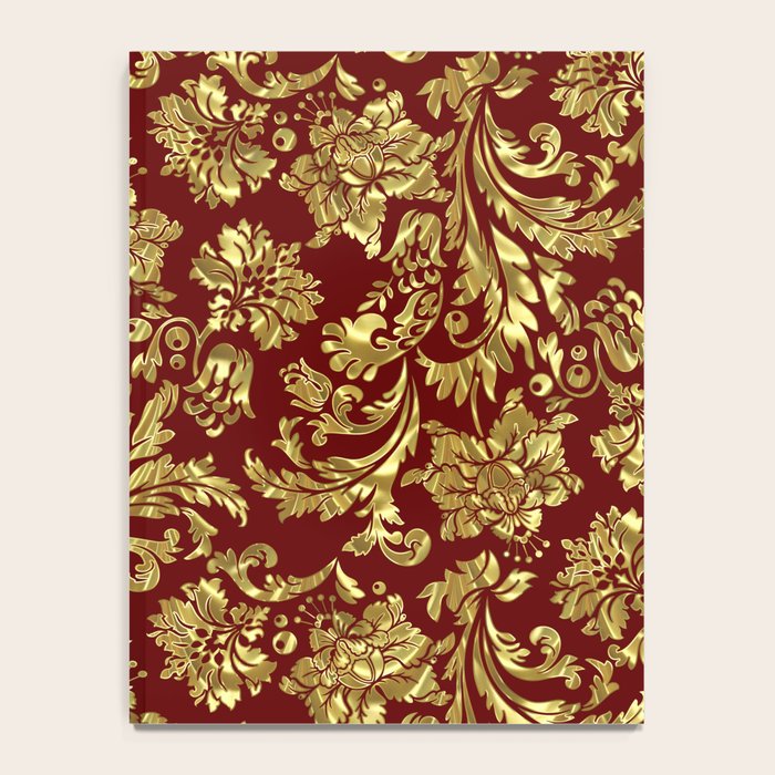 Red & Gold Floral Damasks Pattern Notebook Gallery Image 4