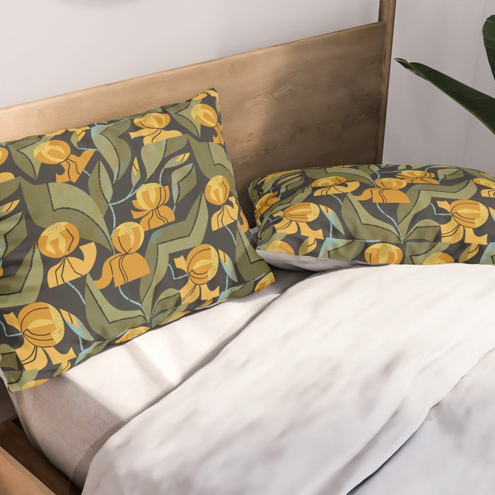 Gold Garden Iris Pillow Sham Gallery Image 2