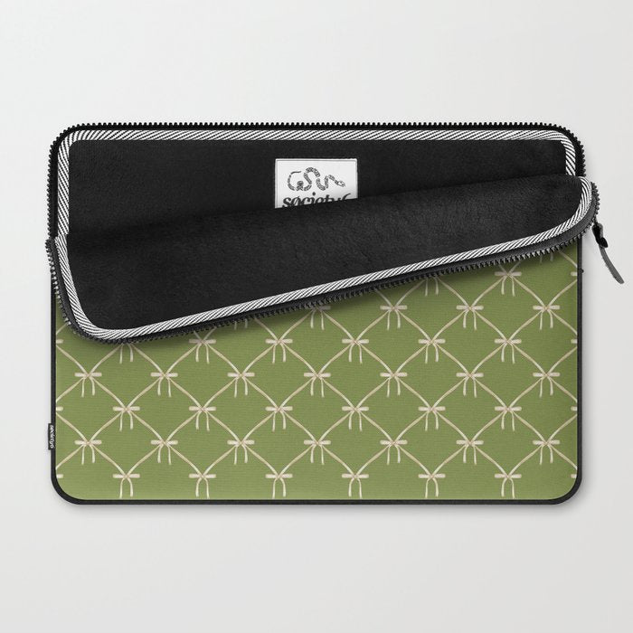 Bows & Ribbons Pattern XXIII Olive Green Laptop Sleeve Gallery Image 2