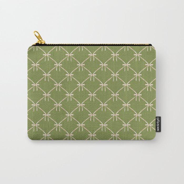 Bows & Ribbons Pattern XXIII Olive Green Carry All Pouch Gallery Image 1