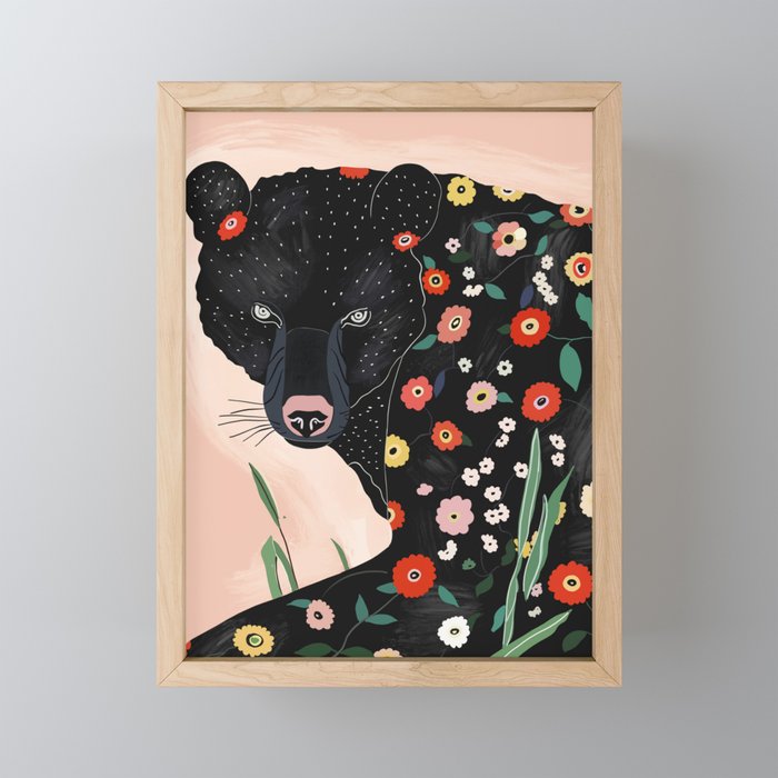 Floral Bear Mini Art Print Gallery Image 1