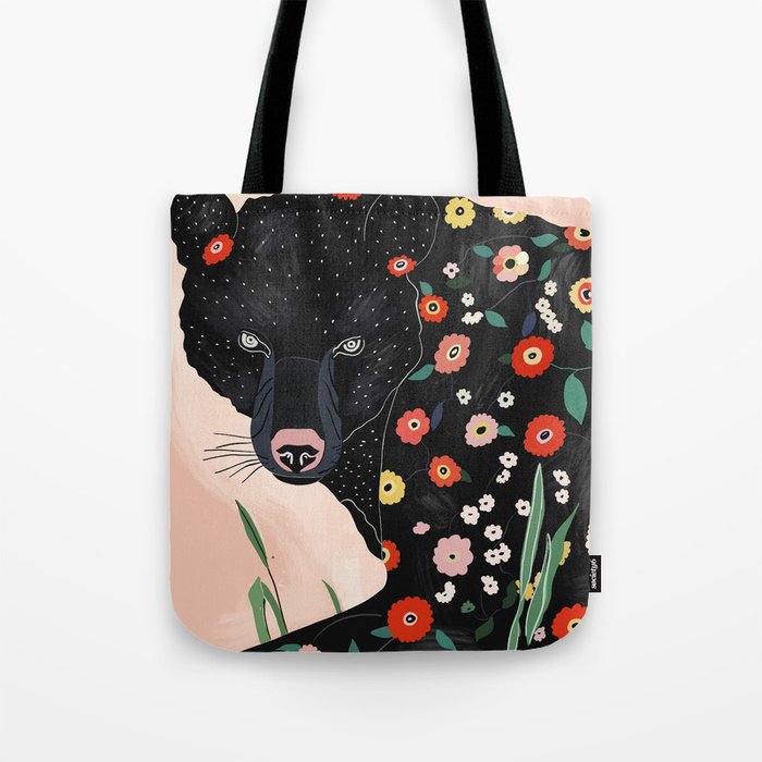 Floral Bear Tote Bag Gallery Image 1