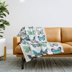 Green and Blue Butterflies Throw Blanket Gallery Image 1