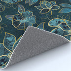 Elegant And Fancy Fantasy Flower Pattern In Turquoise And Gold Rug Gallery Image 4