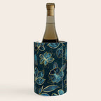 Elegant And Fancy Fantasy Flower Pattern In Turquoise And Gold Wine Chiller Gallery Image 2