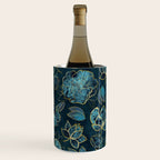 Elegant And Fancy Fantasy Flower Pattern In Turquoise And Gold Wine Chiller Gallery Image 1