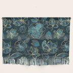 Elegant And Fancy Fantasy Flower Pattern In Turquoise And Gold Wall Hanging Gallery Image 1