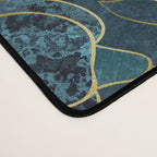 Elegant And Fancy Fantasy Flower Pattern In Turquoise And Gold Desk Mat Gallery Image 4