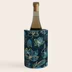Elegant And Fancy Fantasy Flower Pattern In Turquoise And Gold Wine Chiller Gallery Image 3