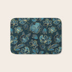 Elegant And Fancy Fantasy Flower Pattern In Turquoise And Gold Bath Mat Gallery Image 1