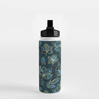 Elegant And Fancy Fantasy Flower Pattern In Turquoise And Gold Water Bottle Gallery Image 2