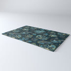 Elegant And Fancy Fantasy Flower Pattern In Turquoise And Gold Rug Gallery Image 3
