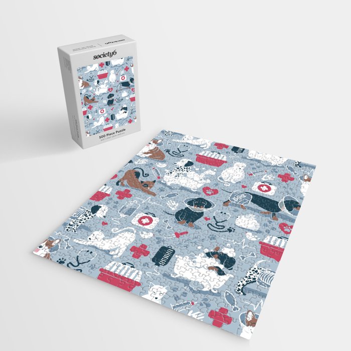 Veterinary medicine, happy and healthy friends // pastel blue background Jigsaw Puzzle Gallery Image 2