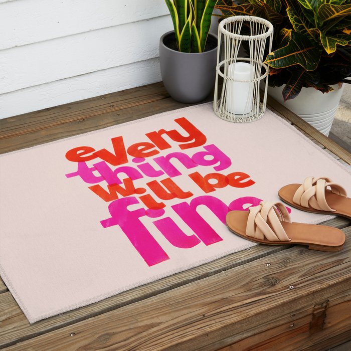 Everything Will Be Fine Typography Outdoor Rug Gallery Image 2