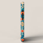 Groovy Blue Retro Garden 60s 70s Aesthetic Floral Pattern with Orange iPhone Case Gallery Image 2