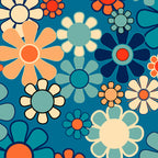 Groovy Blue Retro Garden 60s 70s Aesthetic Floral Pattern with Orange Coffee Mug Gallery Image 2