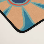 Groovy Blue Retro Garden 60s 70s Aesthetic Floral Pattern with Orange Desk Mat Gallery Image 4