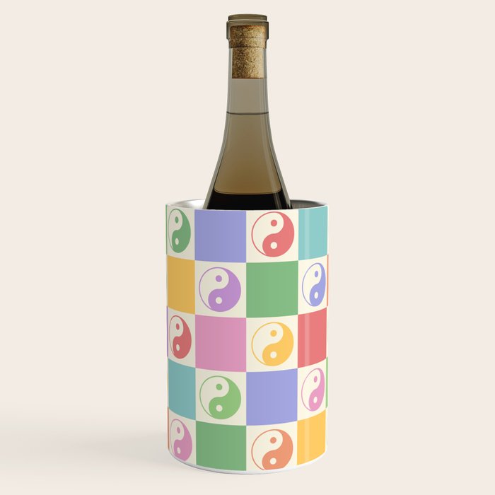 Colorful Yin Yang Checkered Pattern Wine Chiller Gallery Image 1