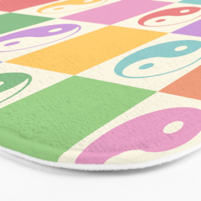 Colorful Yin Yang Checkered Pattern Bath Mat Gallery Image 3