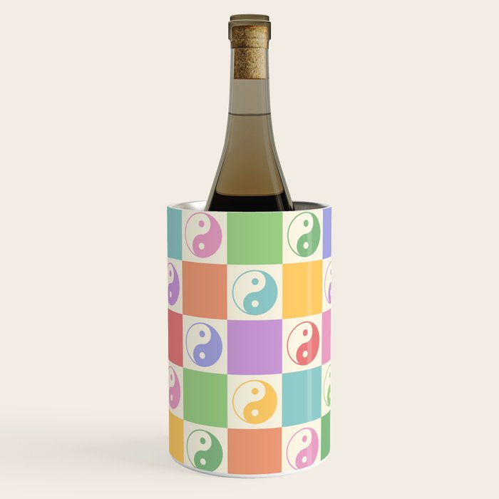 Colorful Yin Yang Checkered Pattern Wine Chiller Gallery Image 2