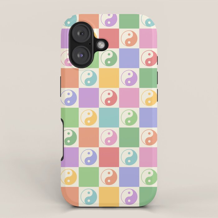 Colorful Yin Yang Checkered Pattern iPhone Case Gallery Image 1