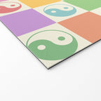 Colorful Yin Yang Checkered Pattern Welcome Mat Gallery Image 2