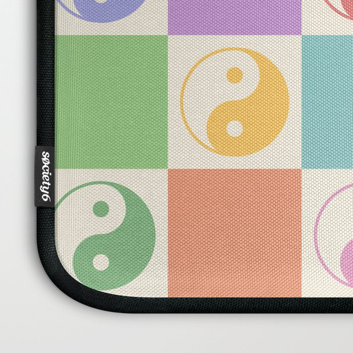 Colorful Yin Yang Checkered Pattern Laptop Sleeve Gallery Image 3