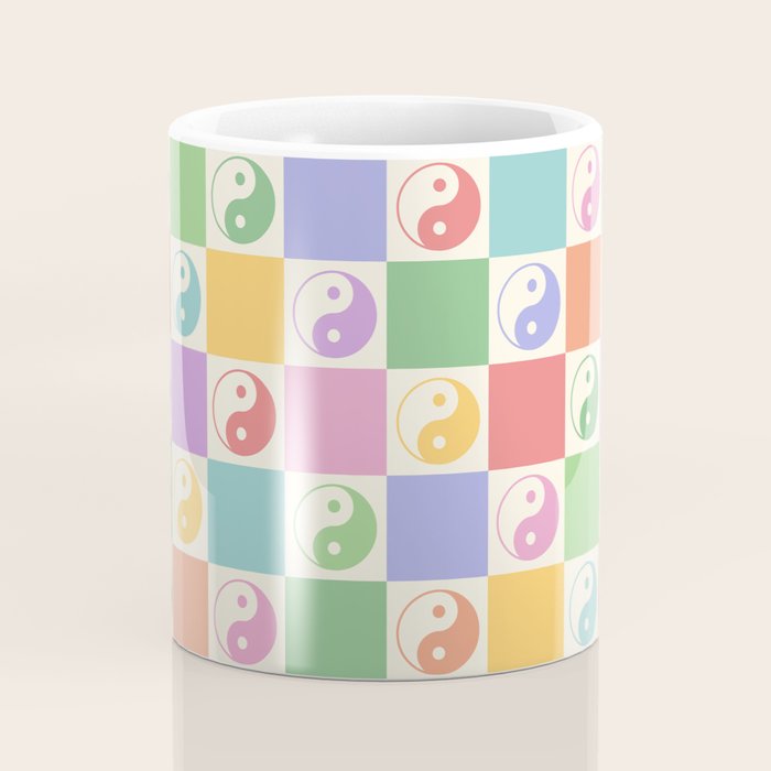 Colorful Yin Yang Checkered Pattern Coffee Mug Gallery Image 4