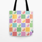 Colorful Yin Yang Checkered Pattern Tote Bag Gallery Image 1