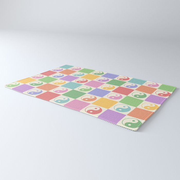 Colorful Yin Yang Checkered Pattern Rug Gallery Image 3