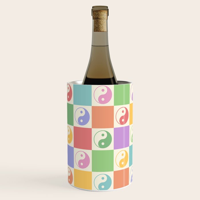 Colorful Yin Yang Checkered Pattern Wine Chiller Gallery Image 3