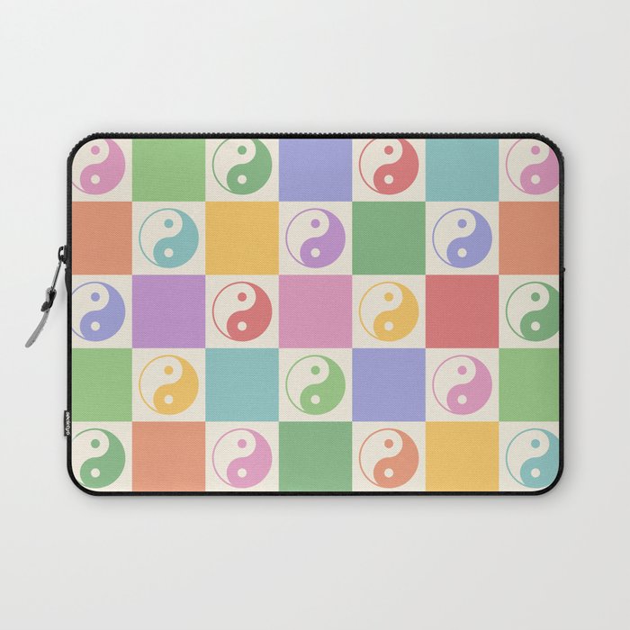 Colorful Yin Yang Checkered Pattern Laptop Sleeve Gallery Image 1