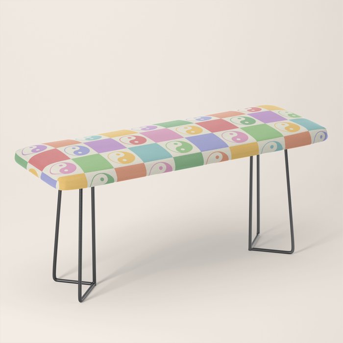 Colorful Yin Yang Checkered Pattern Bench Gallery Image 1