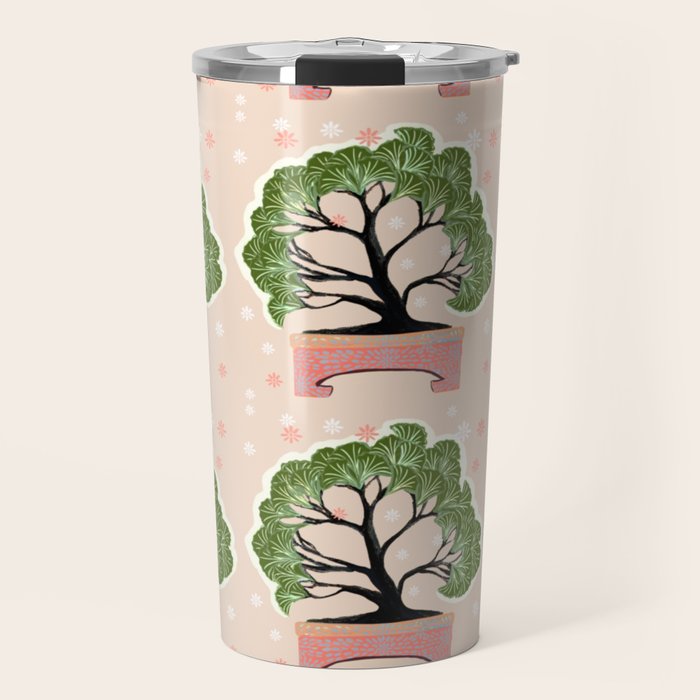 Bonsai in Pink and Green Travel Mug Gallery Image 1