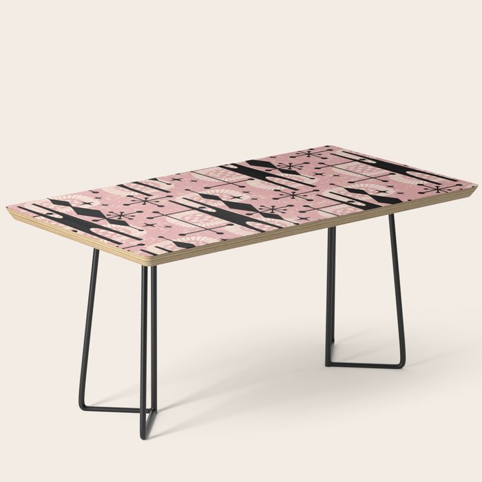 Retro Atomic Mid Century Pattern 771 Dusty Rose Coffee Table Gallery Image 1