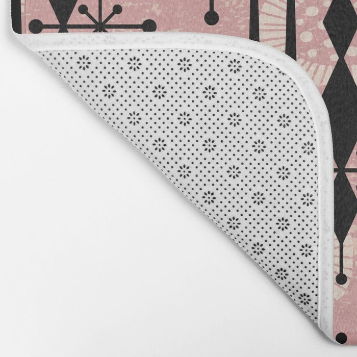 Retro Atomic Mid Century Pattern 771 Dusty Rose Bath Mat Gallery Image 2