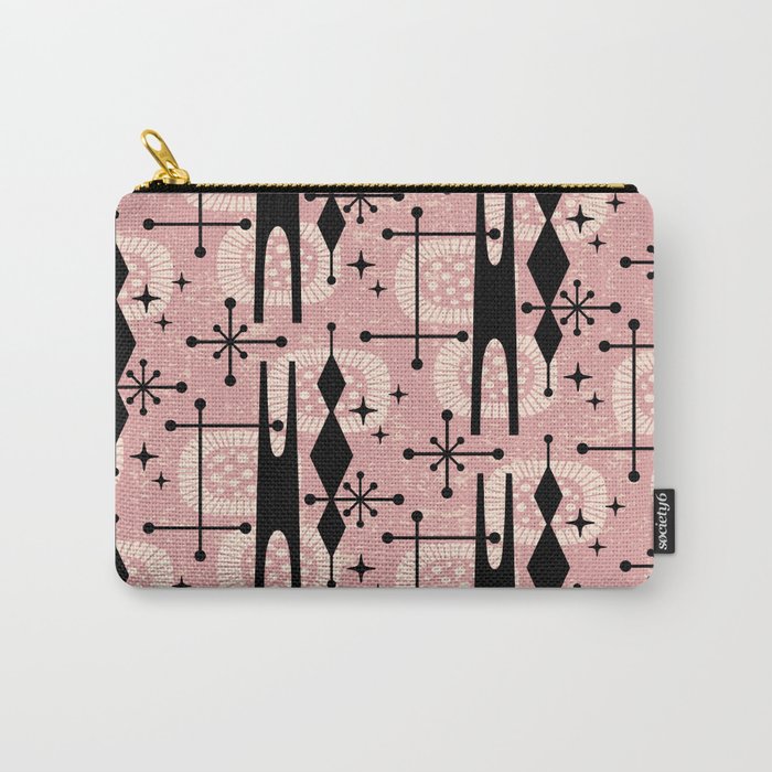 Retro Atomic Mid Century Pattern 771 Dusty Rose Carry All Pouch Gallery Image 1