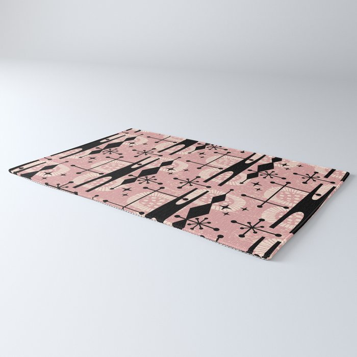 Retro Atomic Mid Century Pattern 771 Dusty Rose Rug Gallery Image 3