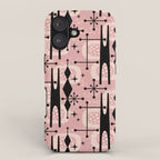Retro Atomic Mid Century Pattern 771 Dusty Rose iPhone Case Gallery Image 1