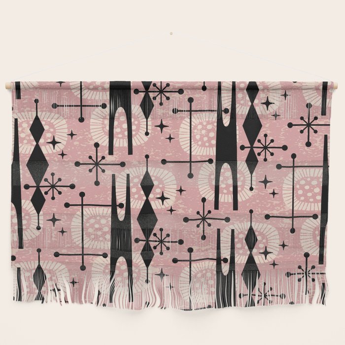 Retro Atomic Mid Century Pattern 771 Dusty Rose Wall Hanging Gallery Image 1