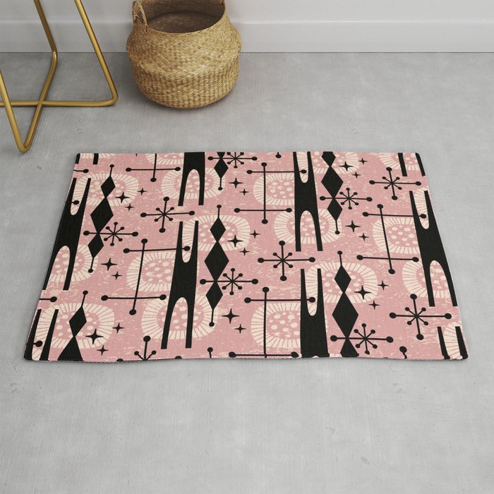 Retro Atomic Mid Century Pattern 771 Dusty Rose Rug Gallery Image 1