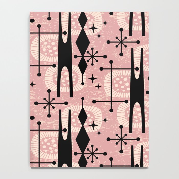 Retro Atomic Mid Century Pattern 771 Dusty Rose Notebook Gallery Image 4